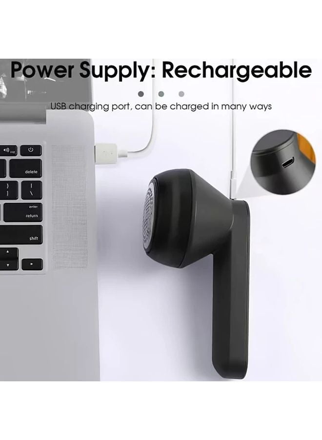 Black USB Rechargeable Fabric Shaver With Digital Display And 2 Replacement Heads - Image 4